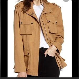 NEW! Avec Les Filles Tan Canvas Utility, Military Jacket Size XS NWT!